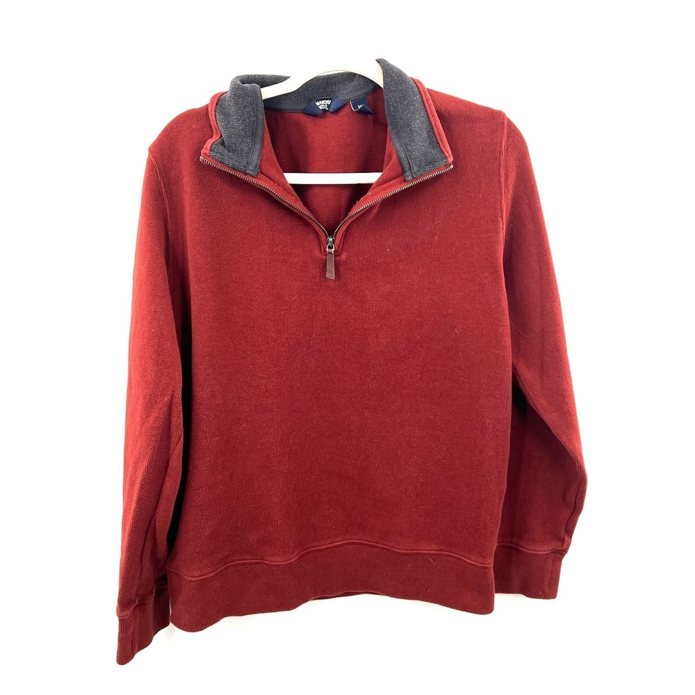 Lands' End Burnt Red‎ Quarter Zip Long Sleeve sweatshirt Top outdoor gorpcore M